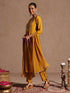 Janasya Women's Mustard Silk Blend Embroidered Straight Kurta Set